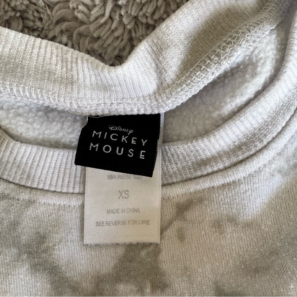 Disney Mickey Mouse White and Grey Tie-Dye Crewneck Sweatshirt Size XS - Picture 5 of 5